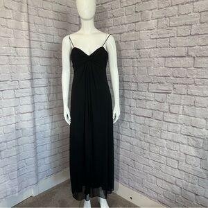 Alex Evenings vintage spaghetti strap formal ball gown prom dress in black.
